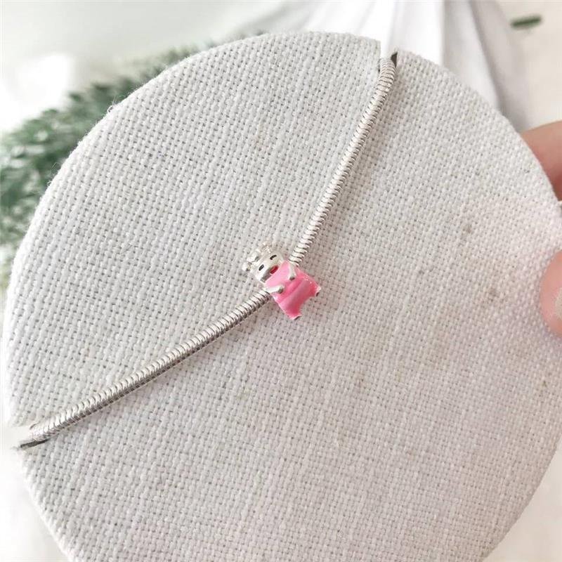 BERLOQUE PRATA 925 INFANTIL BICHINHO ROSA