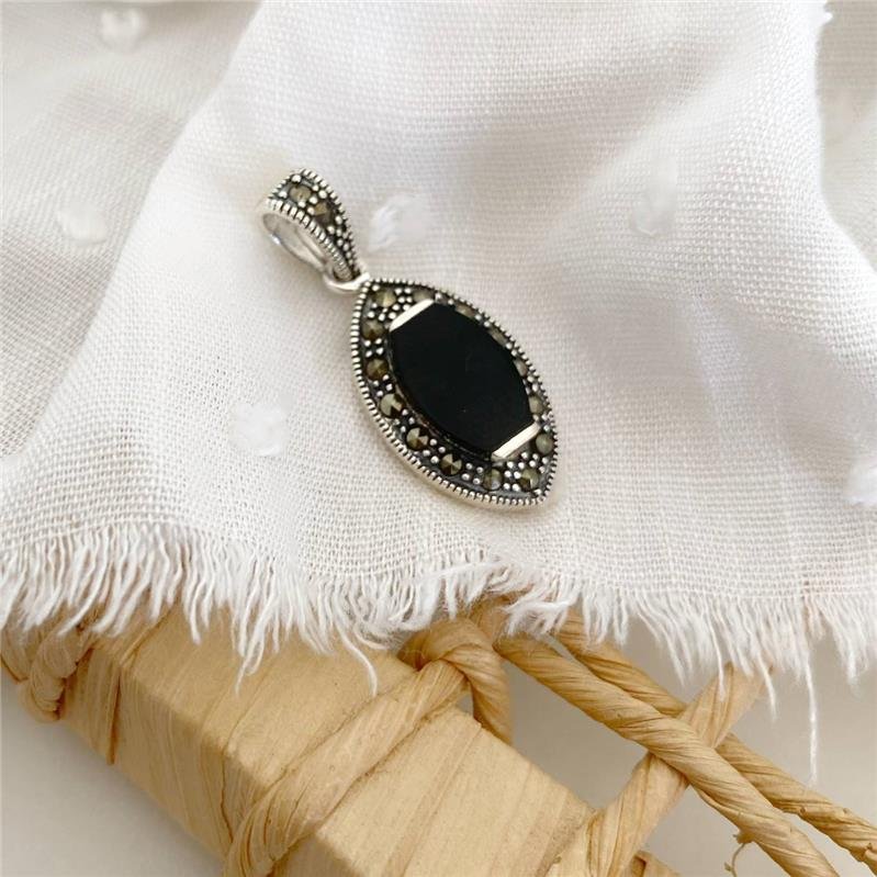 PINGENTE PRATA 925 OLHO COM PEDRA NATURAL