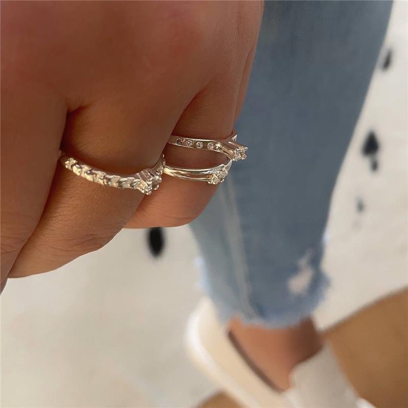 ANEL PRATA 925 NOIVADO SOLITÁRIO CRAVEJADO