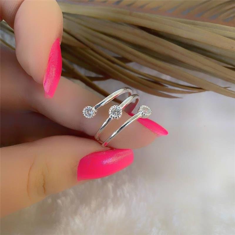 ANEL PRATA 925 3 LINHAS LISAS COM ZIRCÔNIA