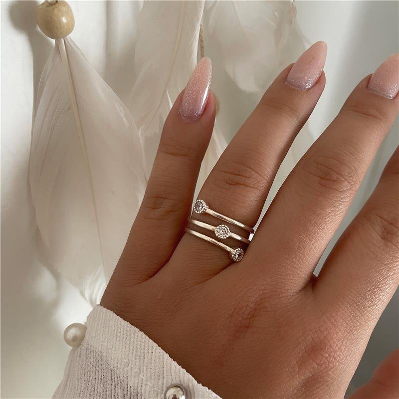 ANEL PRATA 925 3 LINHAS LISAS COM ZIRCÔNIA