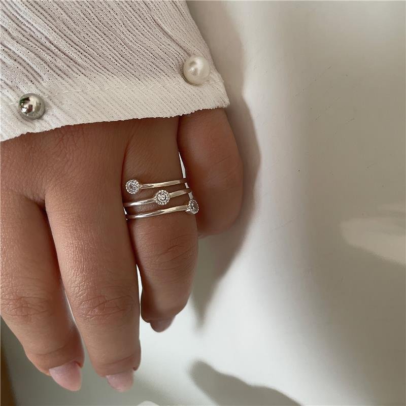 ANEL PRATA 925 3 LINHAS LISAS COM ZIRCÔNIA