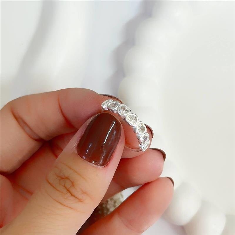 ANEL PRATA 925 7 CORAÇÕES CRAVEJADOS COM ZIRCÔNIAS