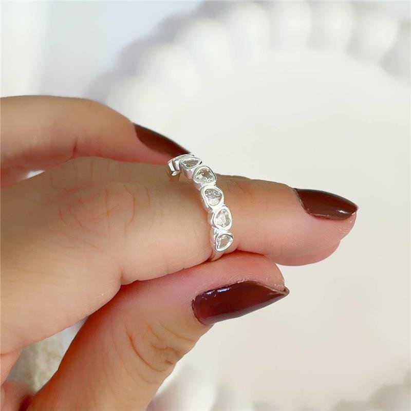 ANEL PRATA 925 7 CORAÇÕES CRAVEJADOS COM ZIRCÔNIAS