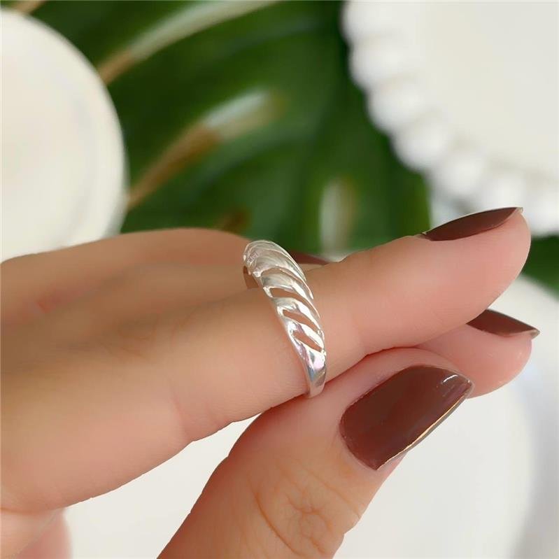 ANEL PRATA 925 ABAULADO TRABALHADO VAZADO E LISO