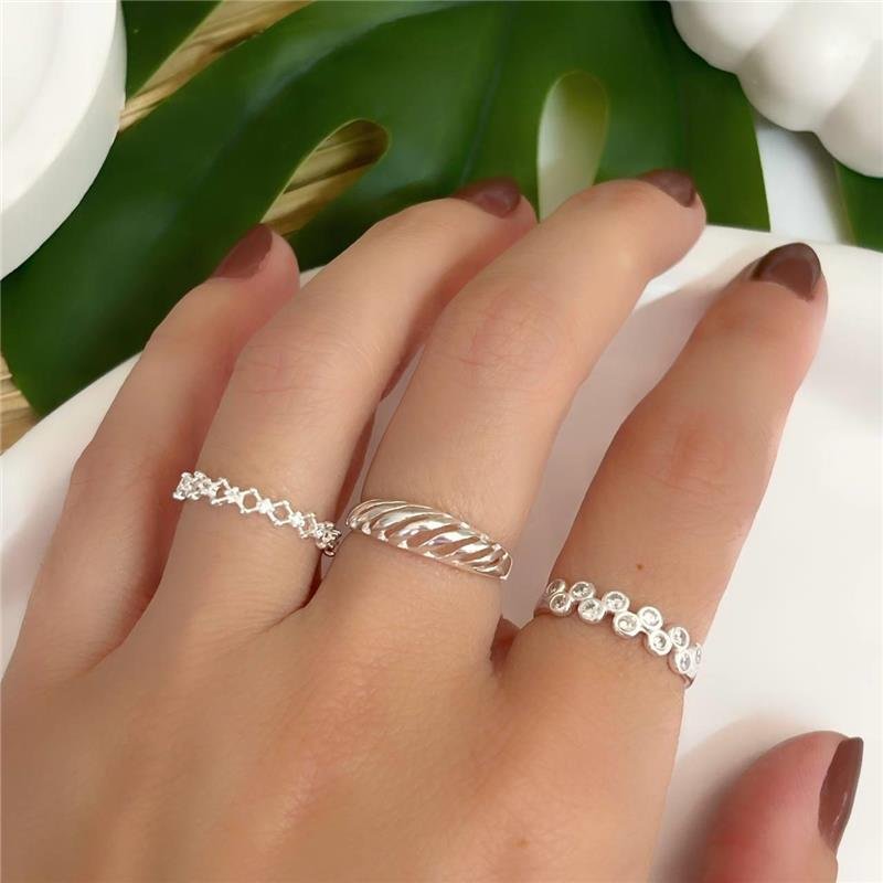 ANEL PRATA 925 ABAULADO TRABALHADO VAZADO E LISO