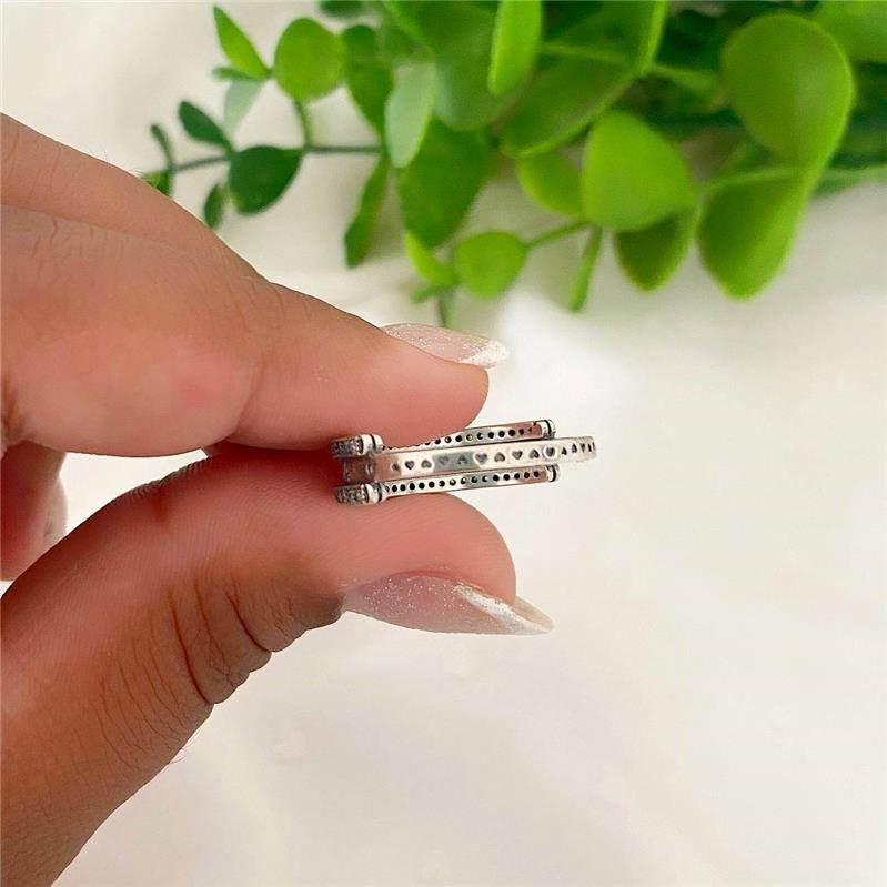 ANEL PRATA 925 ALIANÇA TRÊS LINHAS CRAVEJADO