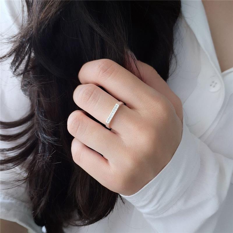 ANEL PRATA 925 ALIANCINHA BASE RETA CRAVEJADO ZIRCONIA