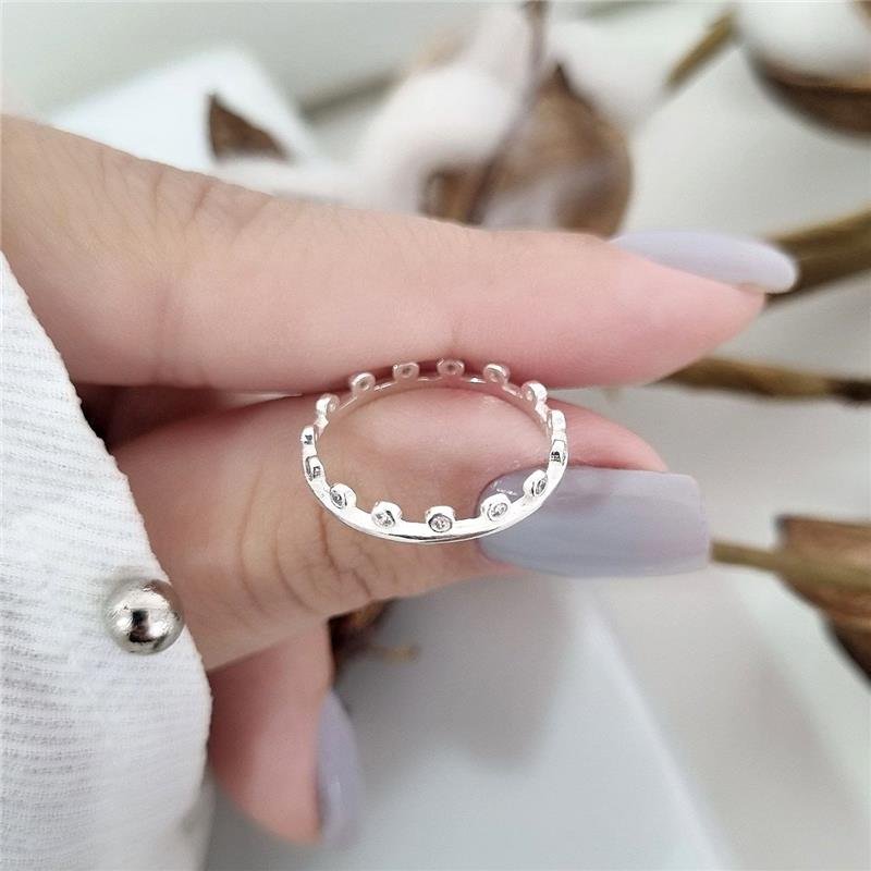 ANEL PRATA 925 ALIANCINHA BOLINHAS COROA