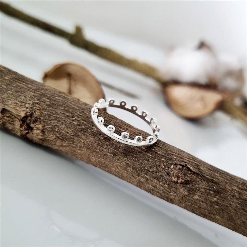 ANEL PRATA 925 ALIANCINHA BOLINHAS COROA