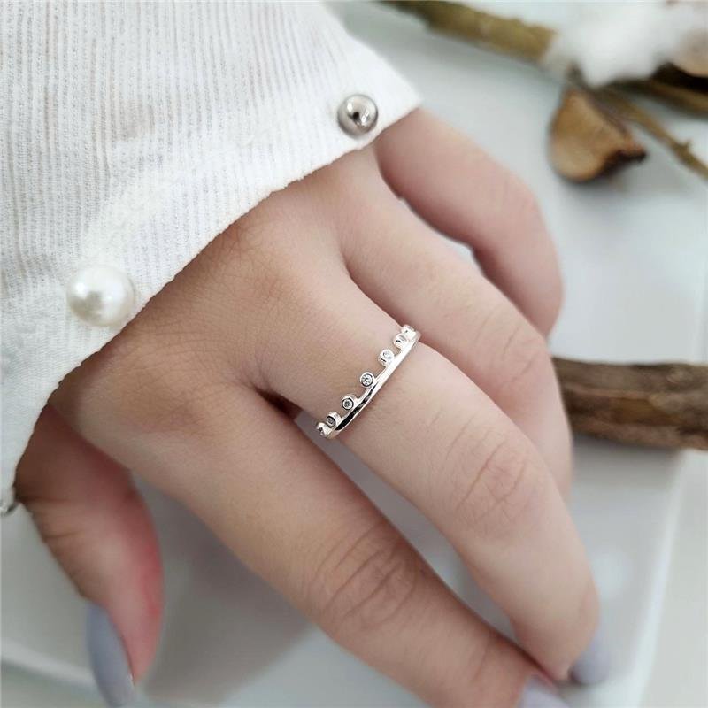 ANEL PRATA 925 ALIANCINHA BOLINHAS COROA