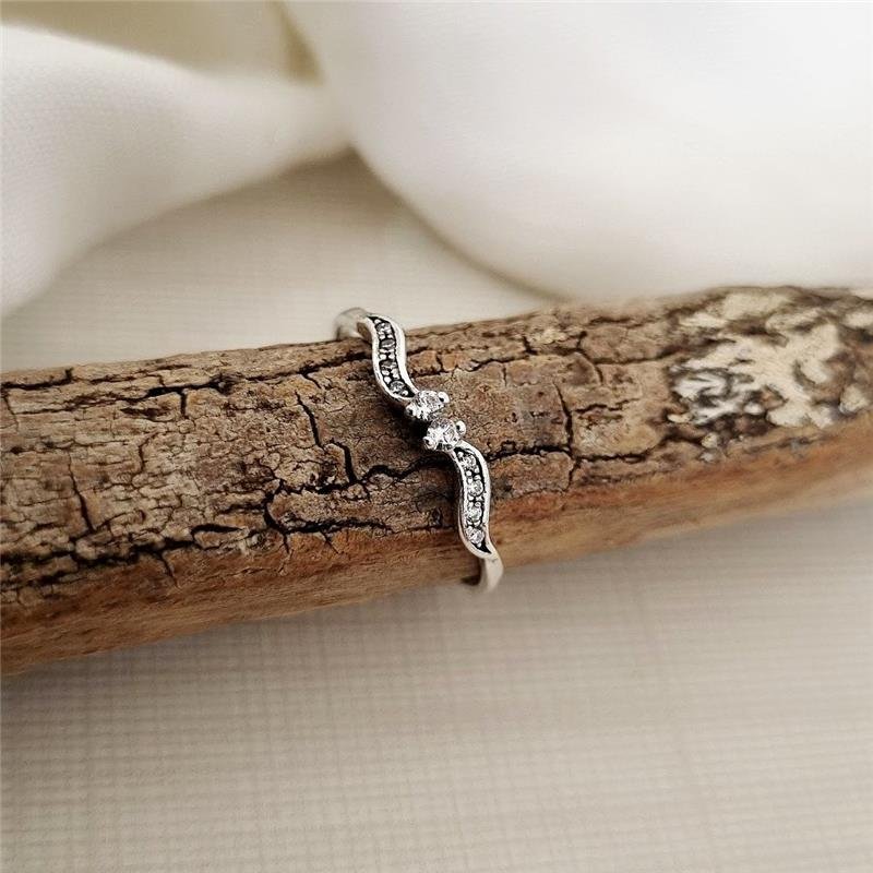 ANEL PRATA 925 ALIANCINHA DUPLO ONDULADO CRAVEJADO