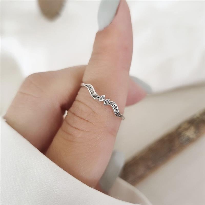 ANEL PRATA 925 ALIANCINHA DUPLO ONDULADO CRAVEJADO