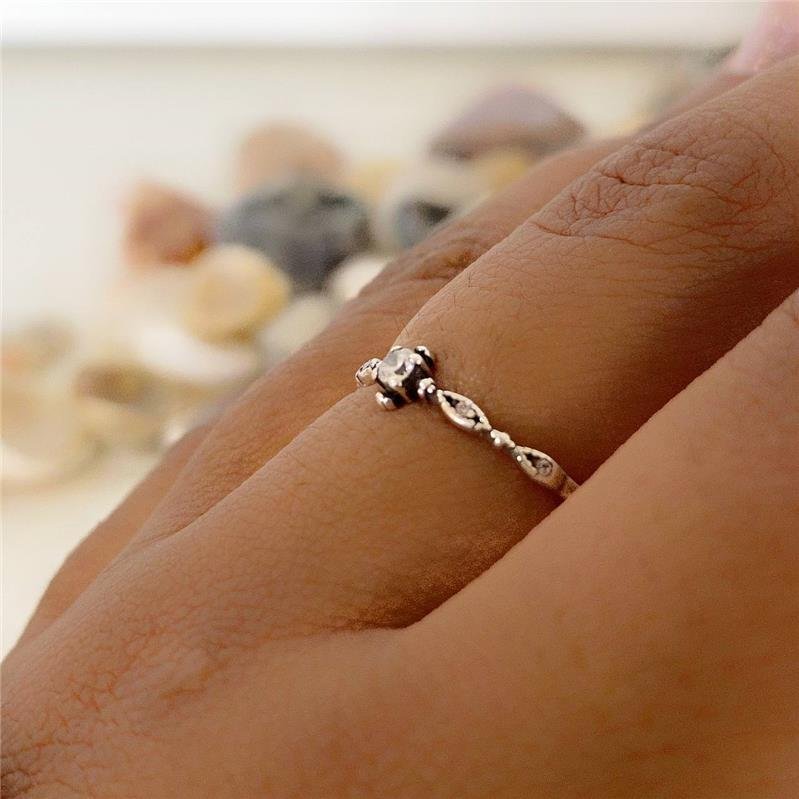 ANEL PRATA 925 ALIANCINHA FLOR COM PEDRA