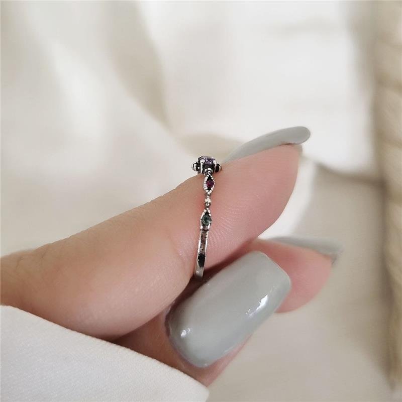 ANEL PRATA 925 ALIANCINHA FLOR PEDRAS COLORIDAS