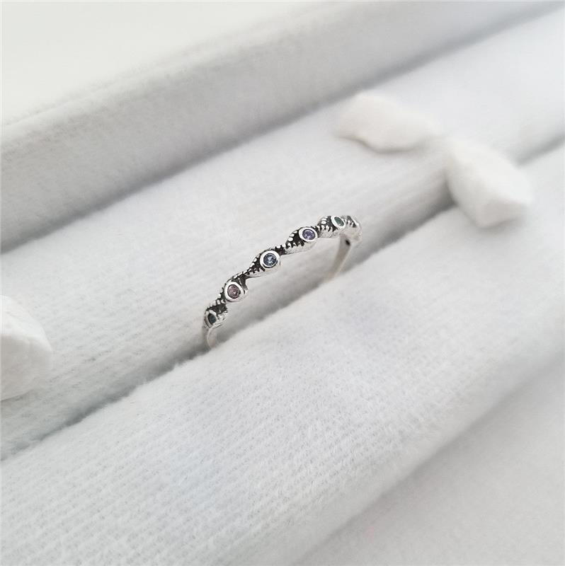 ANEL PRATA 925 ALIANCINHA ONDINHAS PEDRAS COLORIDAS