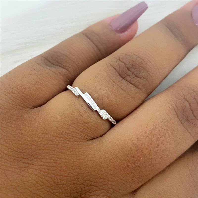 ANEL PRATA 925 ALIANCINHA RISCOS CRAVEJADOS