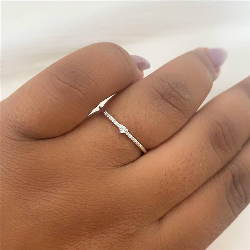 ANEL PRATA 925 ALIANCINHA SOLITÁRIO CRAVEJADO