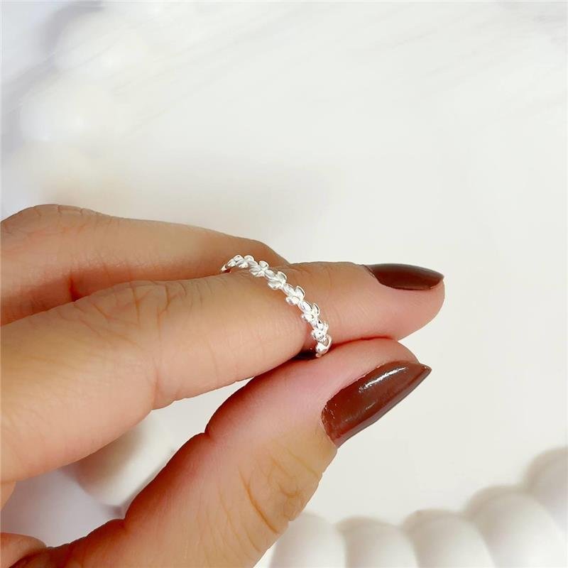 ANEL PRATA 925 ALIANCINHA TRABALHADA COM FOLHAS PEQUENAS LISO