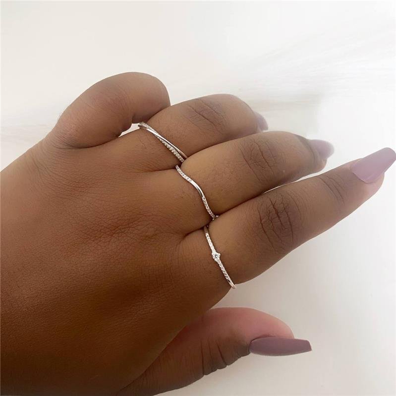 ANEL PRATA 925 ALIANCINHA X ENTRELAÇADO CRAVEJADO