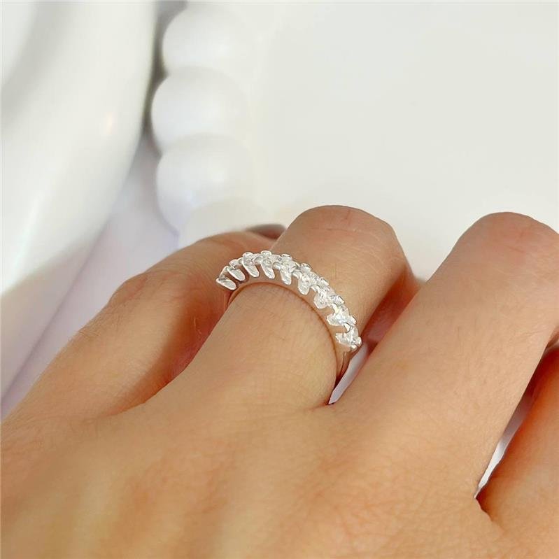 ANEL PRATA 925 APARADOR ALIANÇA COM ZIRCÔNIAS CRAVEJADAS 