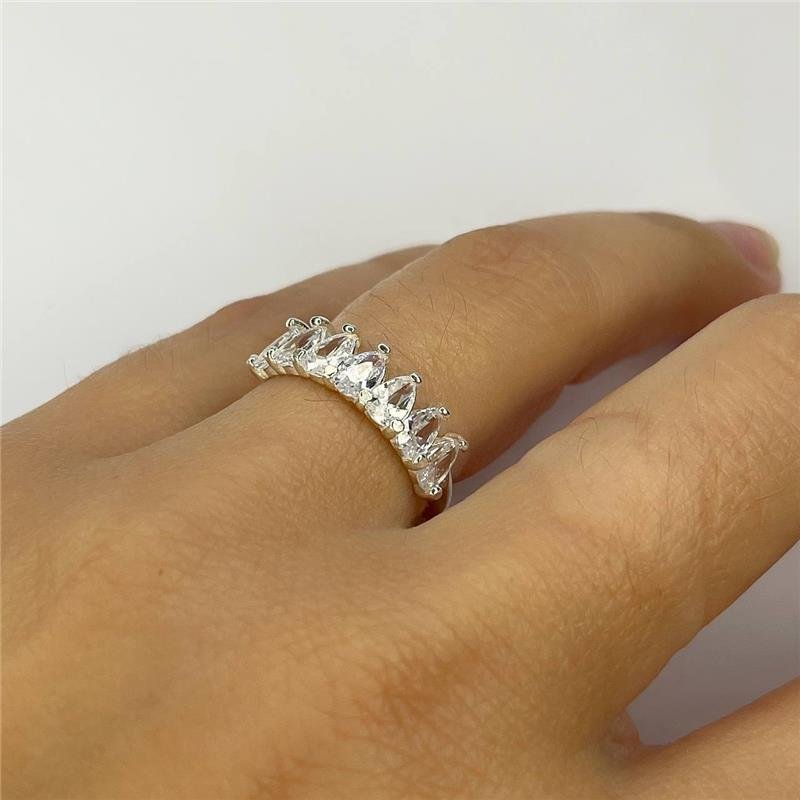 ANEL PRATA 925 APARADOR CRAVEJADO ZIRCÔNIAS GOTA