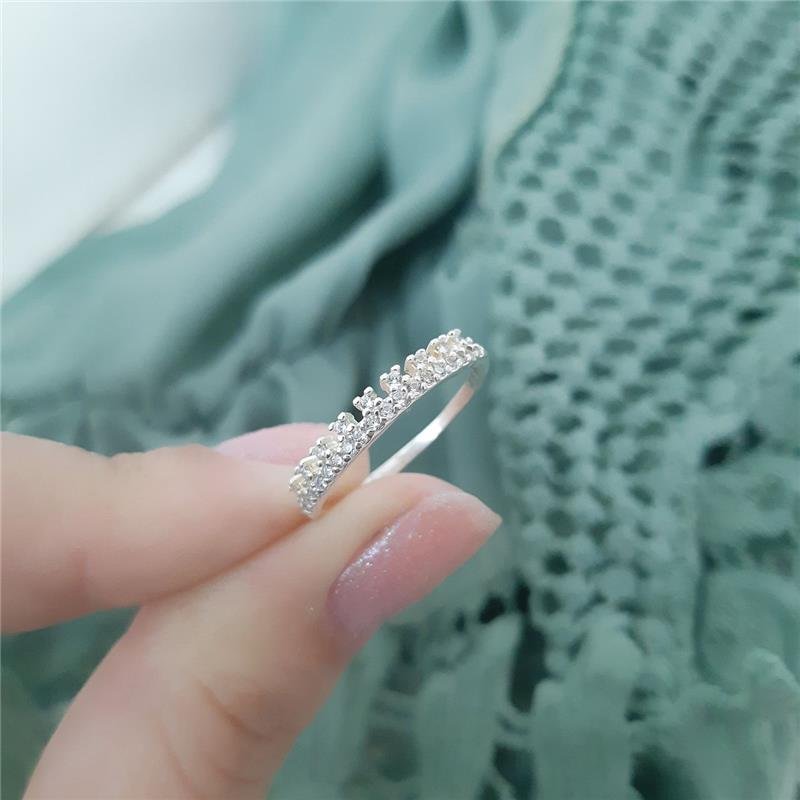 ANEL PRATA 925 APARADOR DE ALIANÇA COROA DE PEDRA