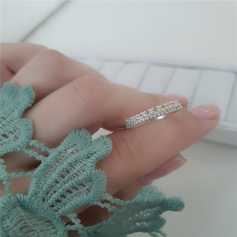 ANEL PRATA 925 APARADOR DE ALIANÇA COROA DE PEDRA