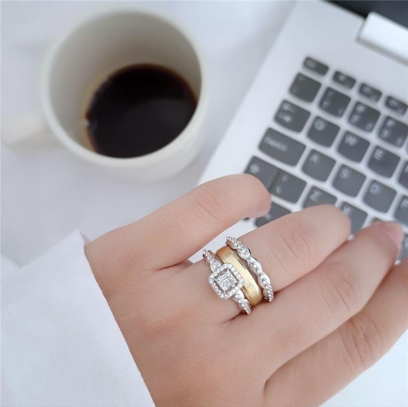 ANEL PRATA 925 APARADOR E SOLITÁRIO QUADRADO