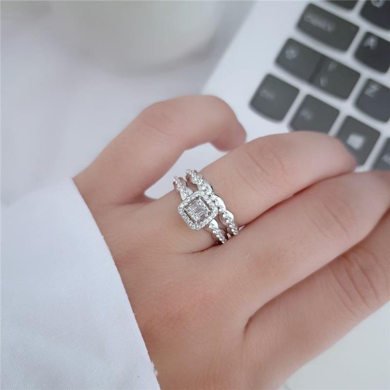 ANEL PRATA 925 APARADOR E SOLITÁRIO QUADRADO