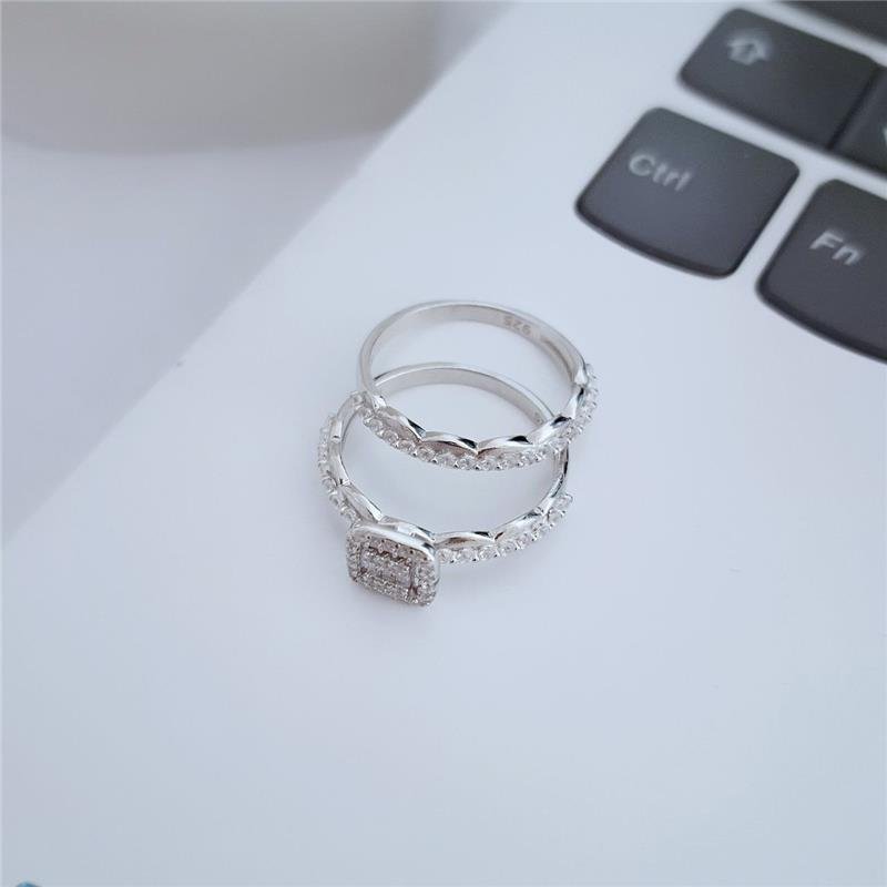 ANEL PRATA 925 APARADOR E SOLITÁRIO QUADRADO