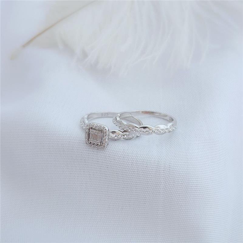 ANEL PRATA 925 APARADOR E SOLITÁRIO QUADRADO