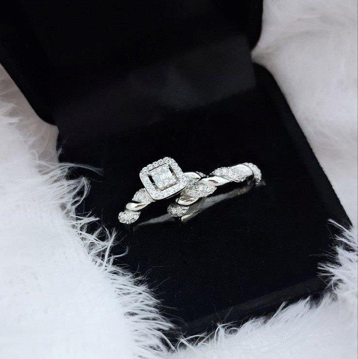 ANEL PRATA 925 APARADOR E SOLITÁRIO QUADRADO ARO TORCIDO