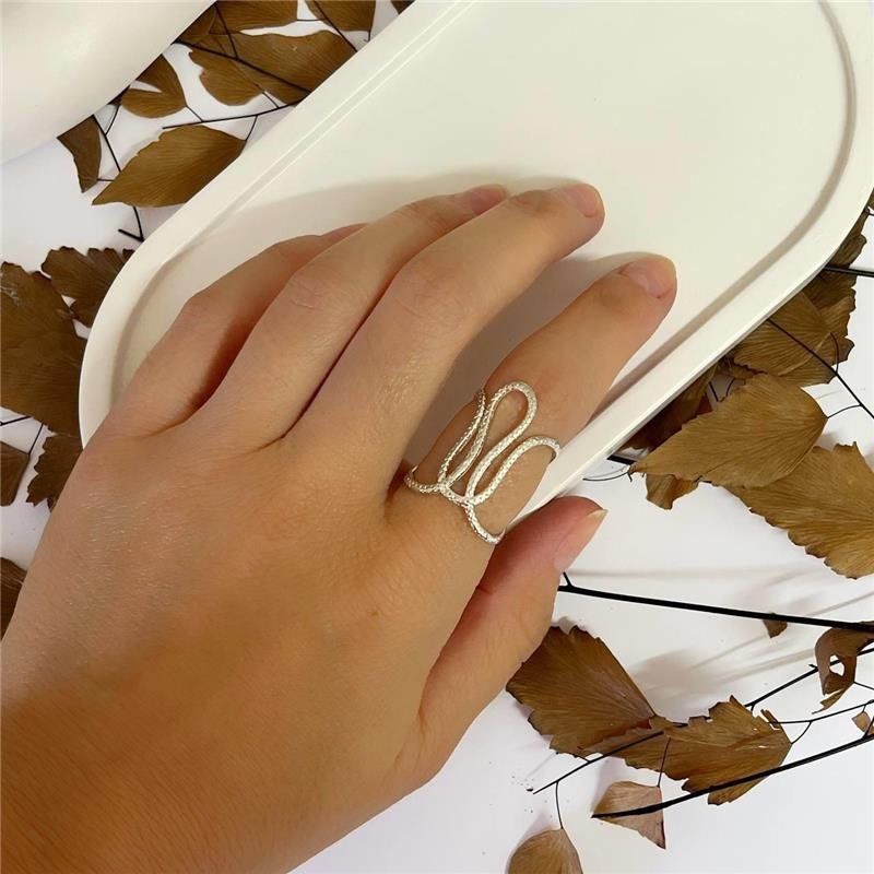 ANEL PRATA 925 ARO DUPLO VOLTAS TRABALHADO ESCAMAS