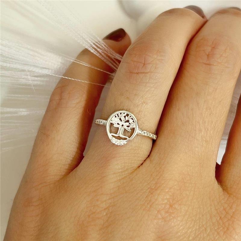 ANEL PRATA 925 ARVORE DA VIDA VAZADA MICROZIRCÔNIAS CRAVEJADAS