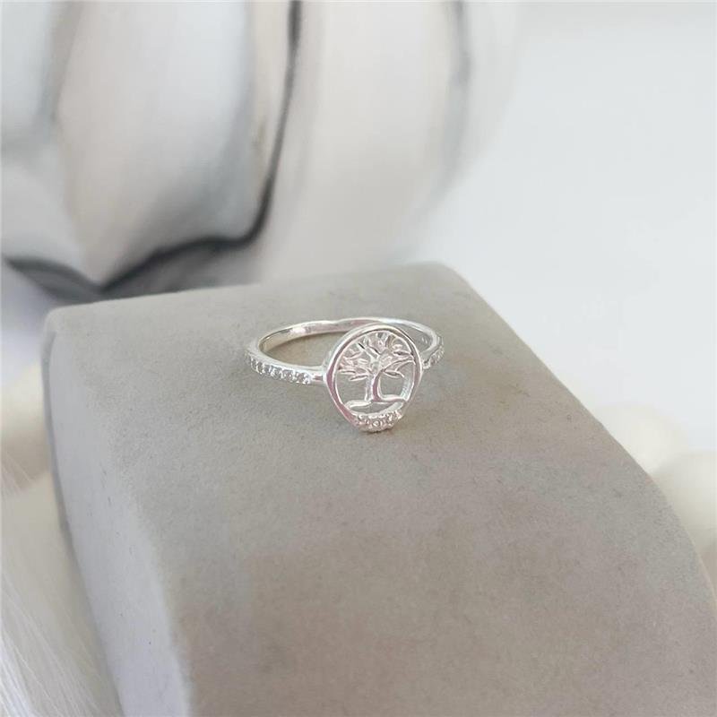 ANEL PRATA 925 ARVORE DA VIDA VAZADA MICROZIRCÔNIAS CRAVEJADAS
