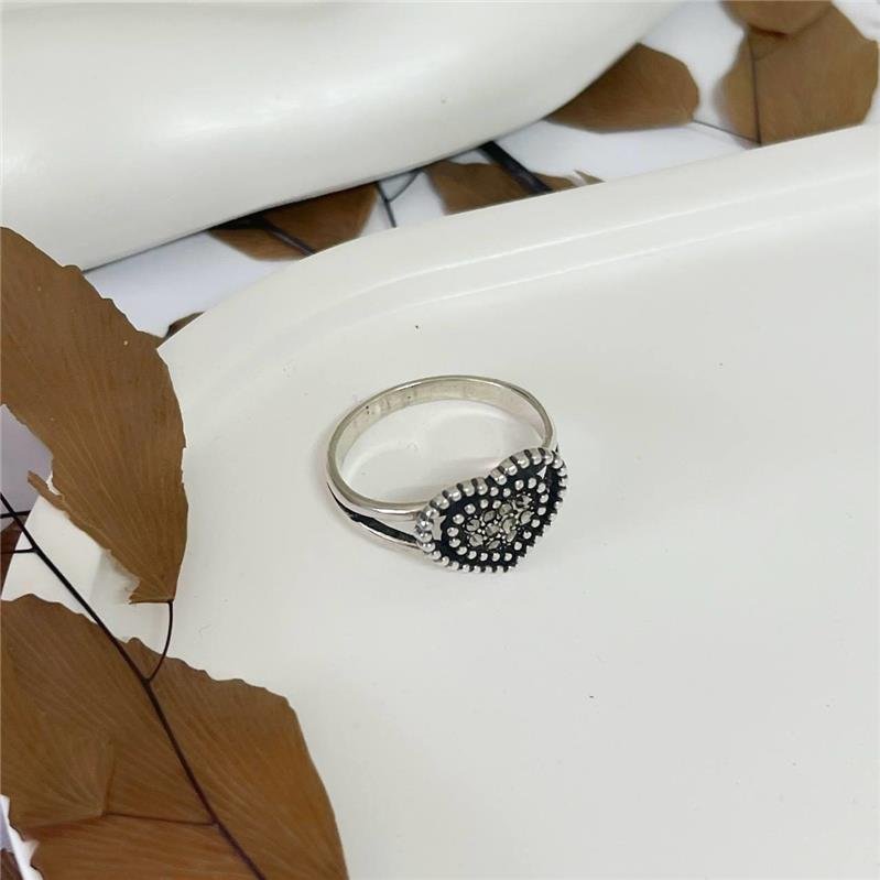 ANEL PRATA 925 BALI CORAÇÃO BOLINHAS MARCASSITA