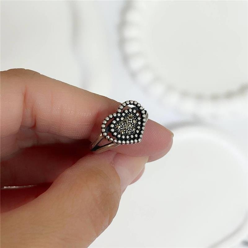 ANEL PRATA 925 BALI CORAÇÃO BOLINHAS MARCASSITA