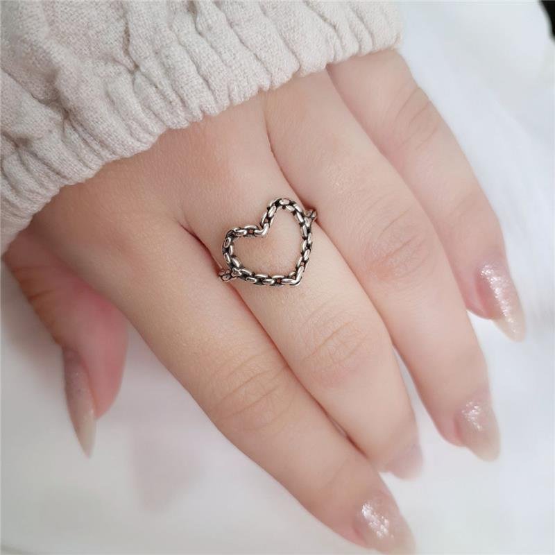 ANEL PRATA 925 BALI CORAÇÃO DETALHE ELOS