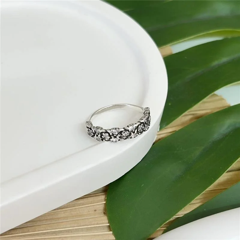ANEL PRATA 925 BALI FLORES CRAVEJADA COM ZIRCÔNIAS