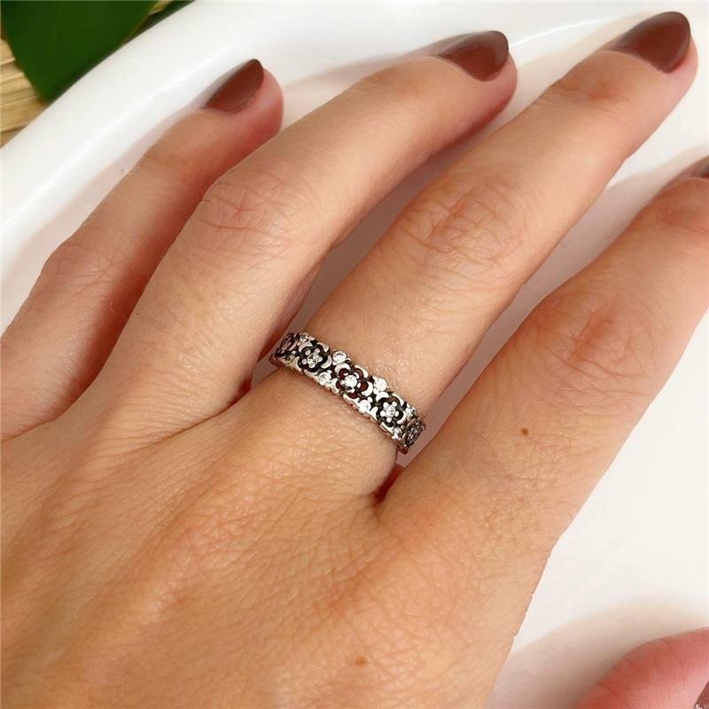 ANEL PRATA 925 BALI FLORES CRAVEJADA COM ZIRCÔNIAS