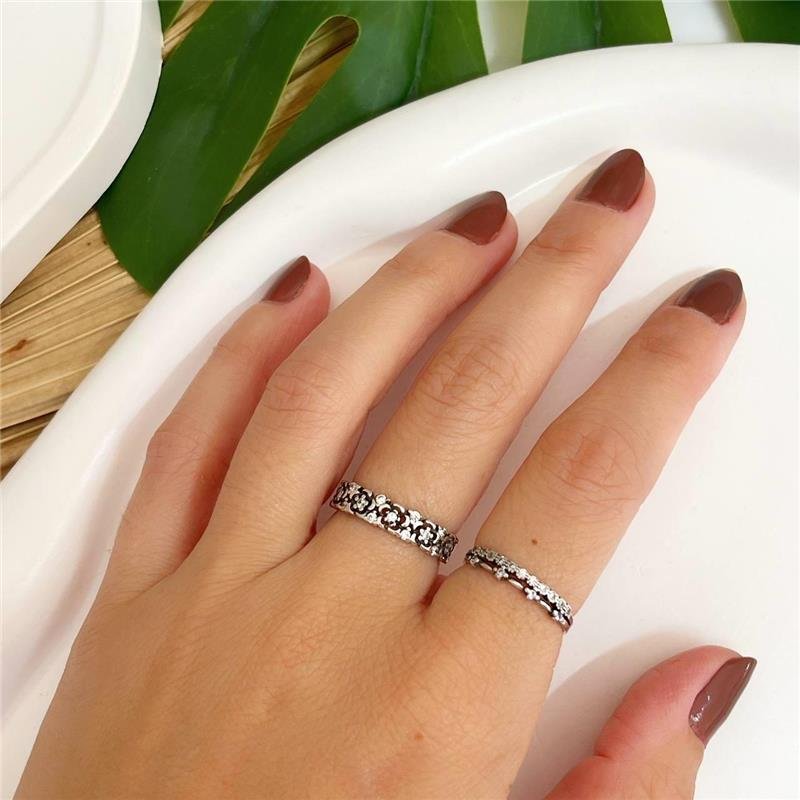 ANEL PRATA 925 BALI FLORES CRAVEJADA COM ZIRCÔNIAS