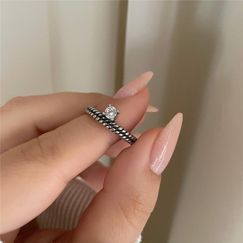 ANEL PRATA 925 BALI SOLITÁRIO ARO DUPLO CORDA