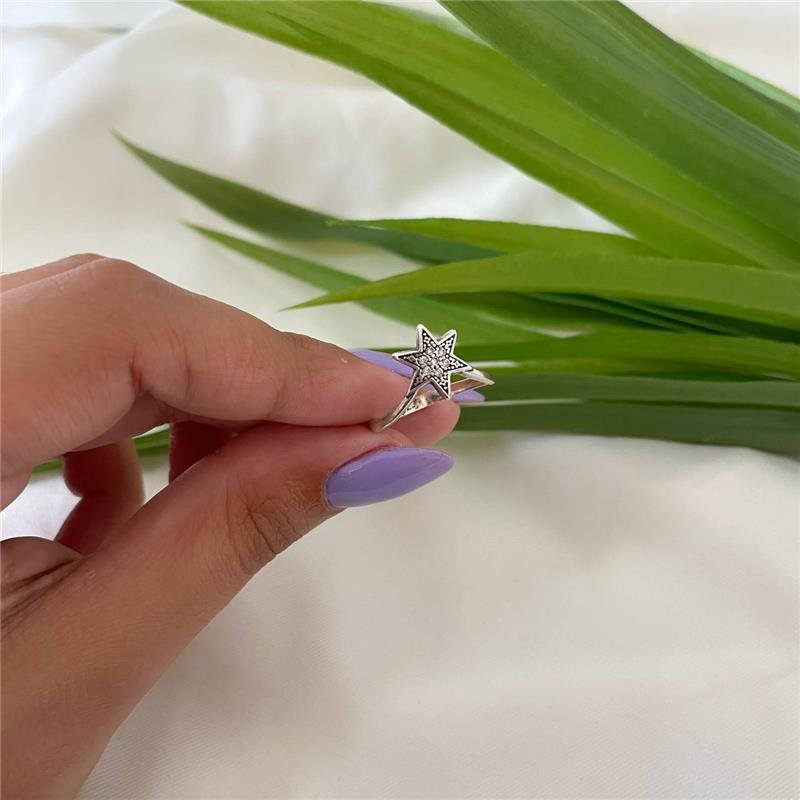 ANEL PRATA 925 BICO ESTRELA SEIS PONTAS