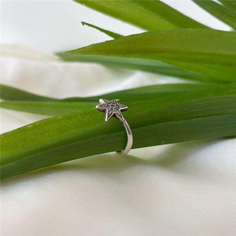 ANEL PRATA 925 BICO ESTRELA SEIS PONTAS