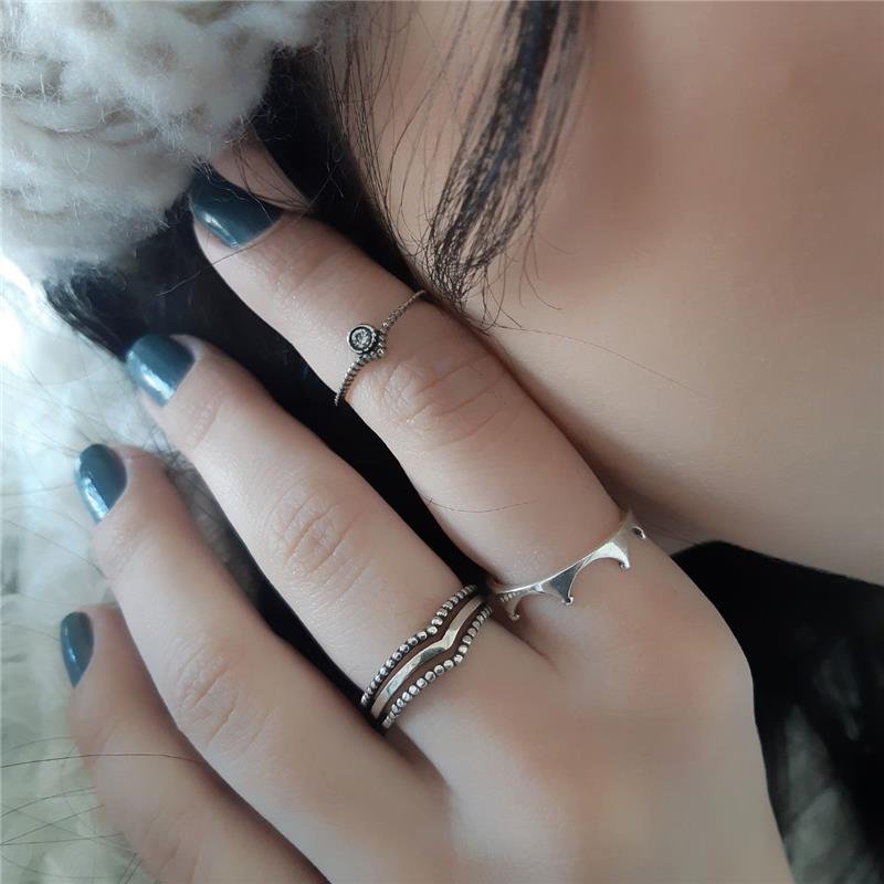 ANEL PRATA 925 BICO TRABALHADO COM PEDRA