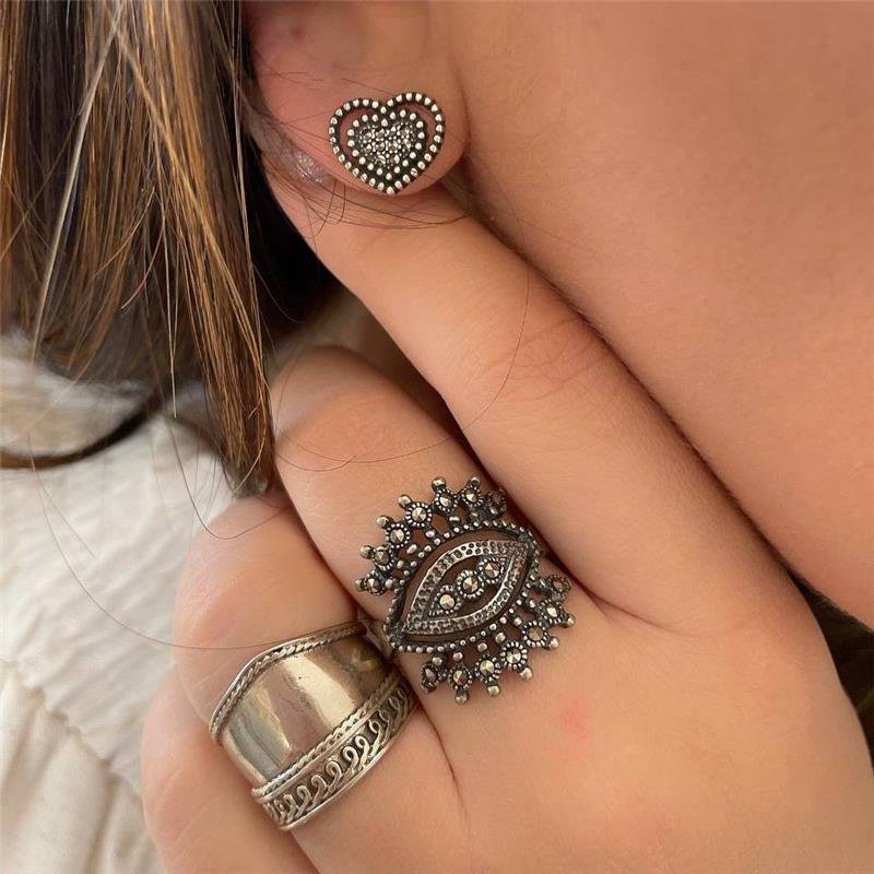 ANEL PRATA 925 BOHO LISO COM DETALHES 