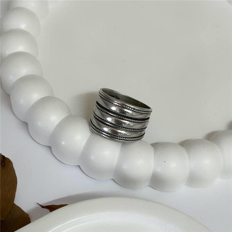 ANEL PRATA 925 BOHO LISO LINHAS TRABALHADAS INTERCALADAS