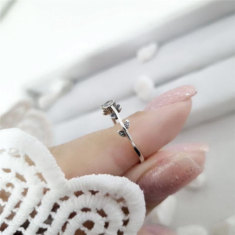 ANEL PRATA 925 BOLINHAS E FOLINHAS COM PEDRAS COLORIDAS