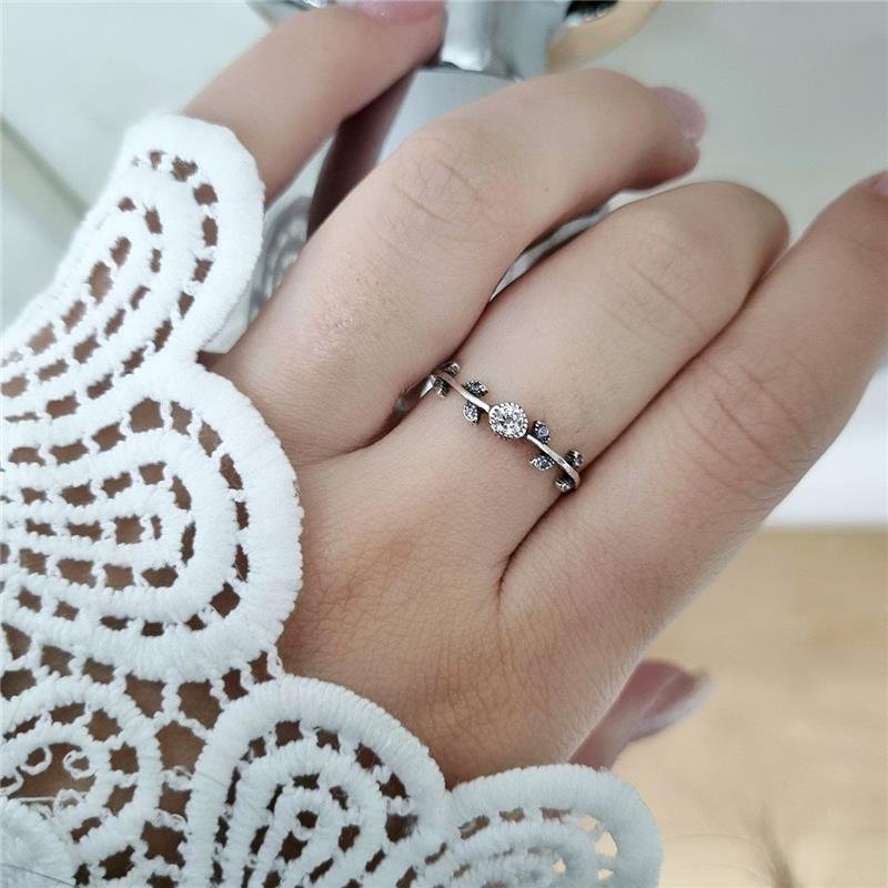 ANEL PRATA 925 BOLINHAS E FOLINHAS COM PEDRAS COLORIDAS